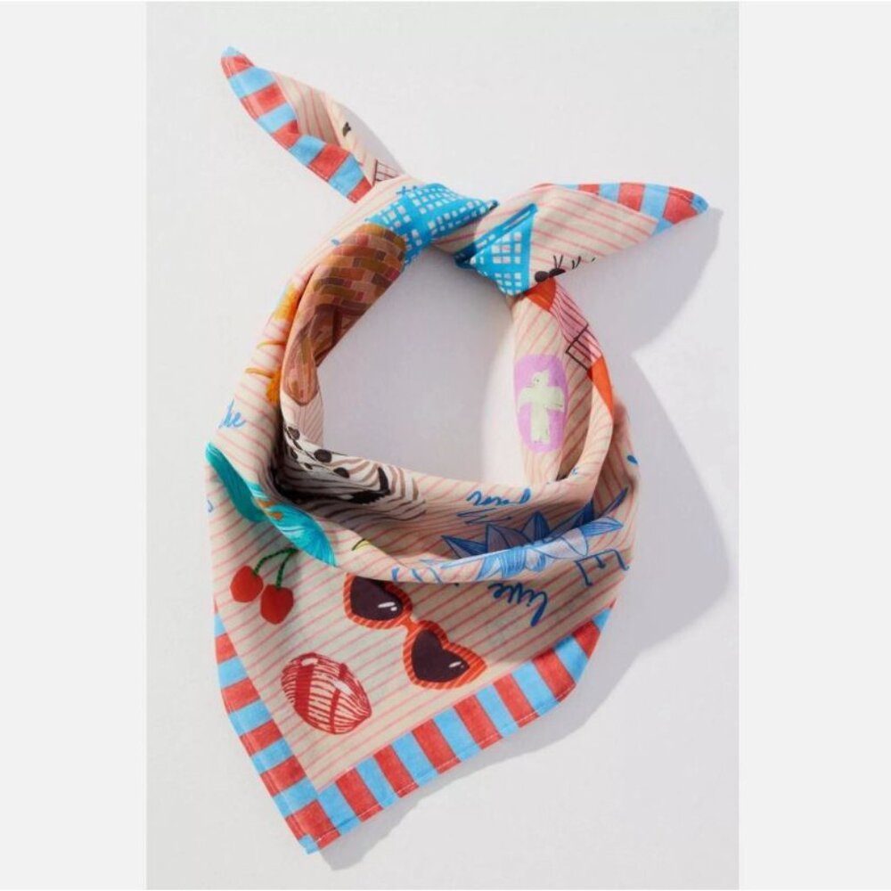 NWT Anthropologie Vismaya Summer Edit Cotton Square Scarf Beach - Picture 2 of 5